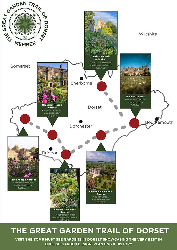 Great Garden Trail of Dorset map of gardens